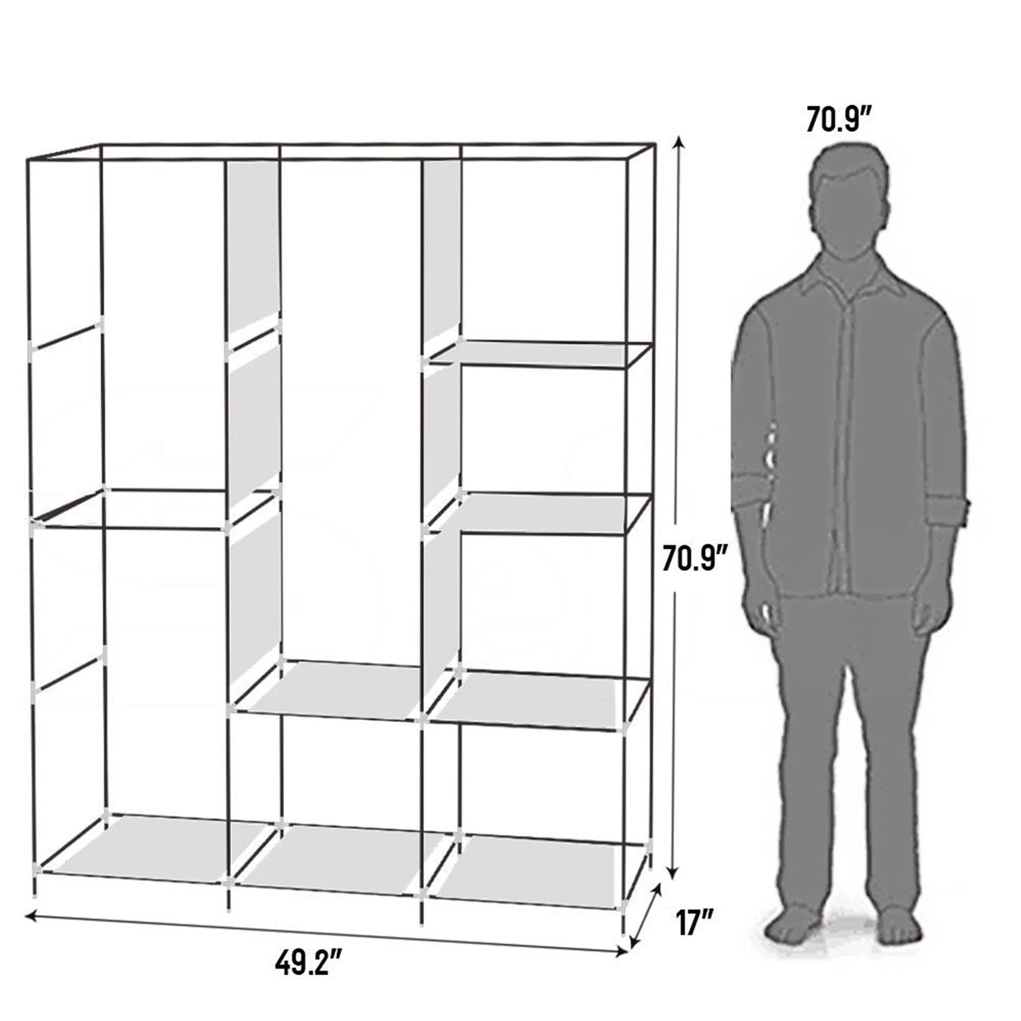 71 Inch Portable Wardrobe Clothes Rack Storage Organizer