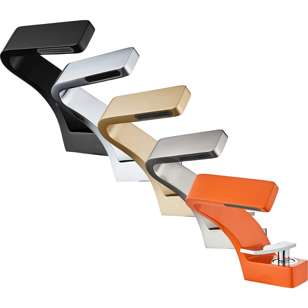 Brass Black Bathroom Basin Faucet Single Hole Hot And Cold Tap