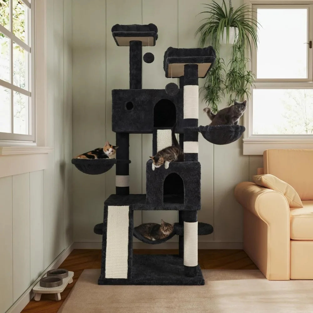 66 Inch Multi Level Cat Tree Tower Indoor With Sisal Rope