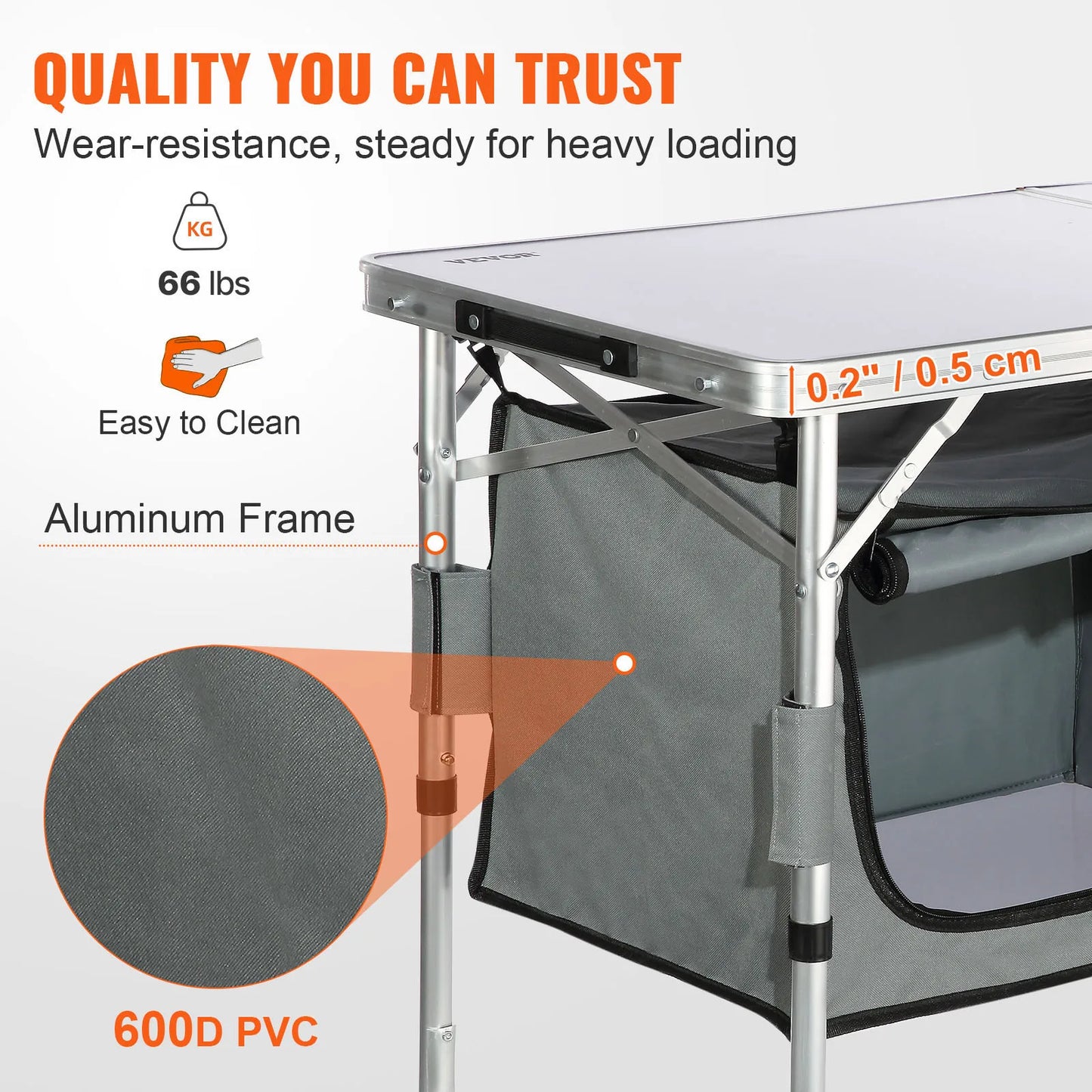 Camping Kitchen Table Quick set-up Folding Camping Table MDF