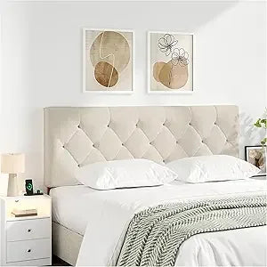 Upholstered Queen Size Headboard Only Adjustable Height Bed Frame 49 to 62 Inches Modern Design