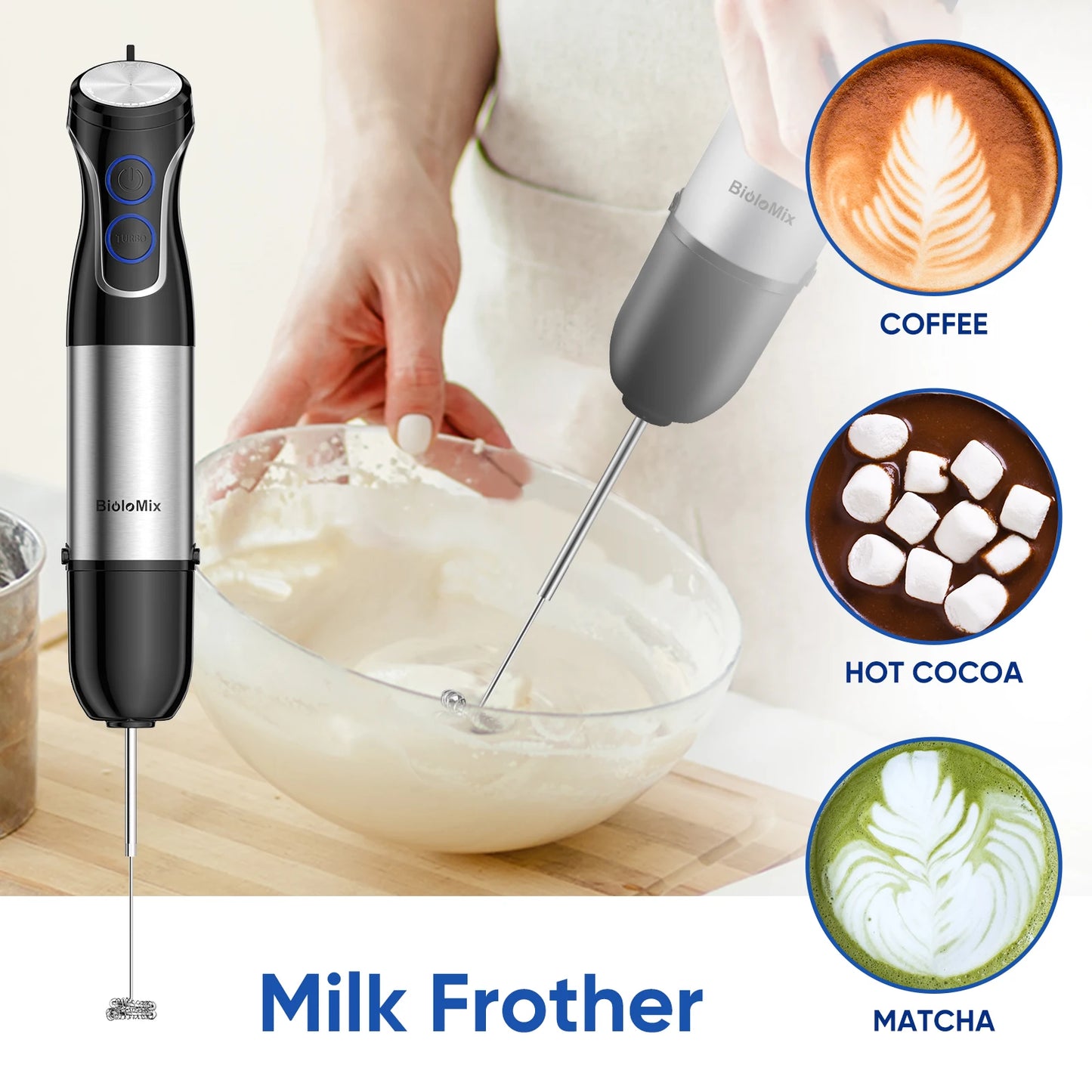 5 In 1 Immersion Hand Blender 1500W Blender With 304 Stainless Steel Blade Food Processor Smoothies Puree Baby Food