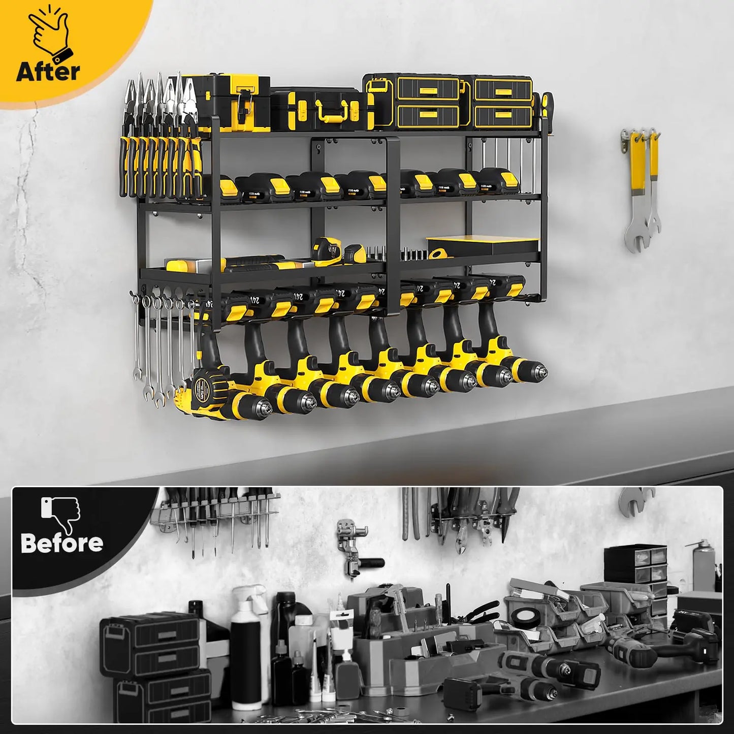 Power Tool Organizer Wall Mount Extended Heavy Duty Drill Holder