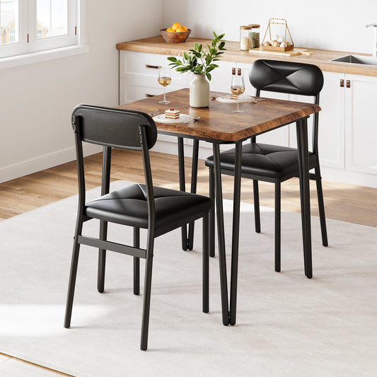 Small Dining Table Set for Two with Upholstered Chairs