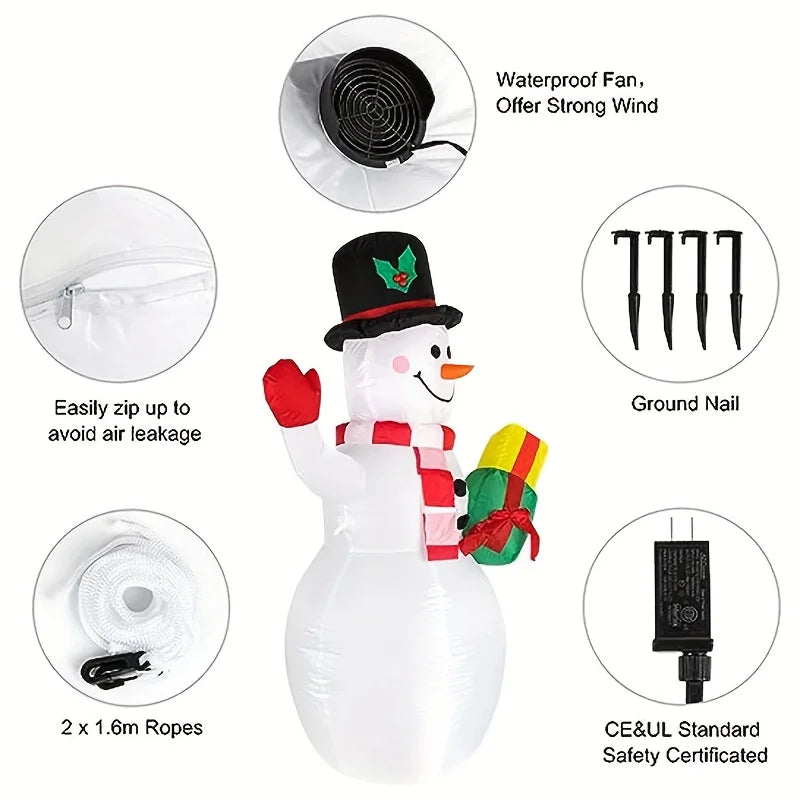 5 Ft Christmas Inflatable Snowman With Built In Led Light For Outdoor Decoration Durable Easy Setup
