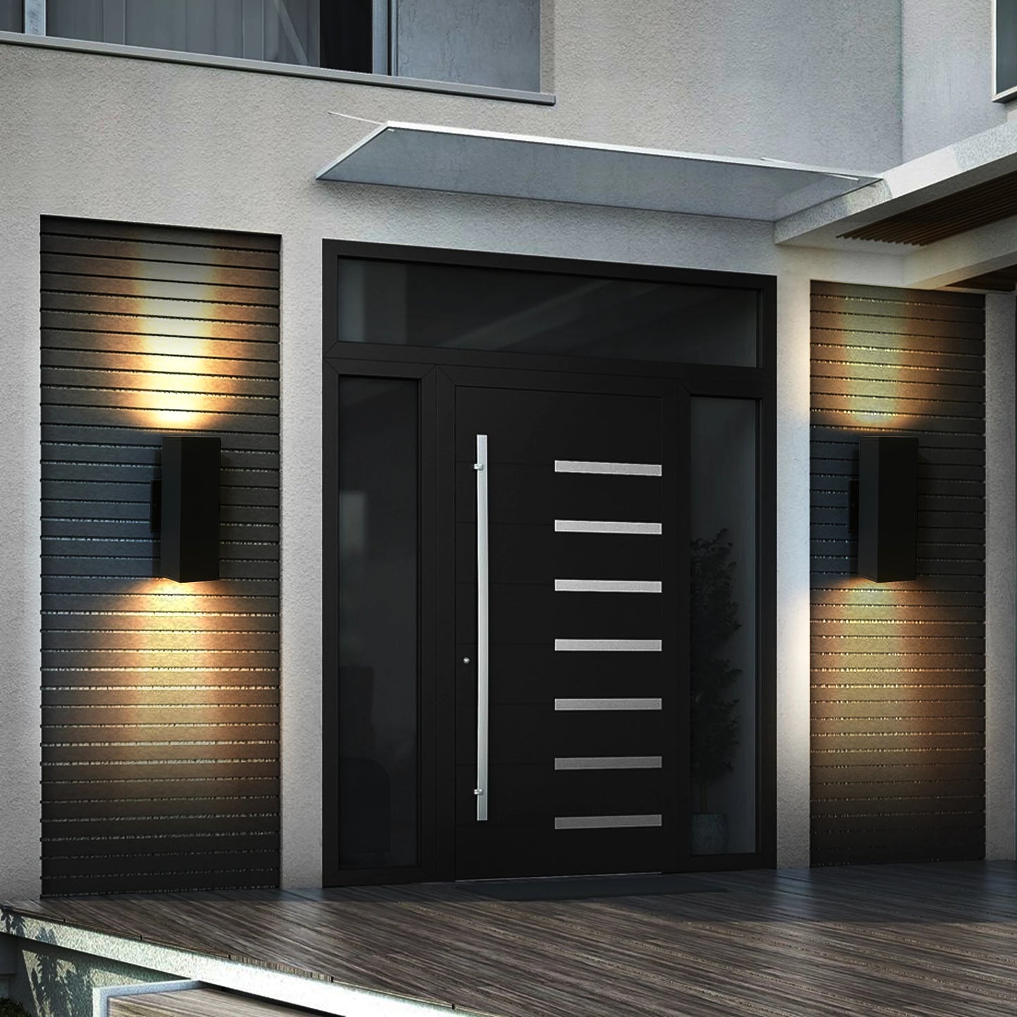 2-Pack Outdoor IP65 Waterproof Wall Sconce Black Aluminum