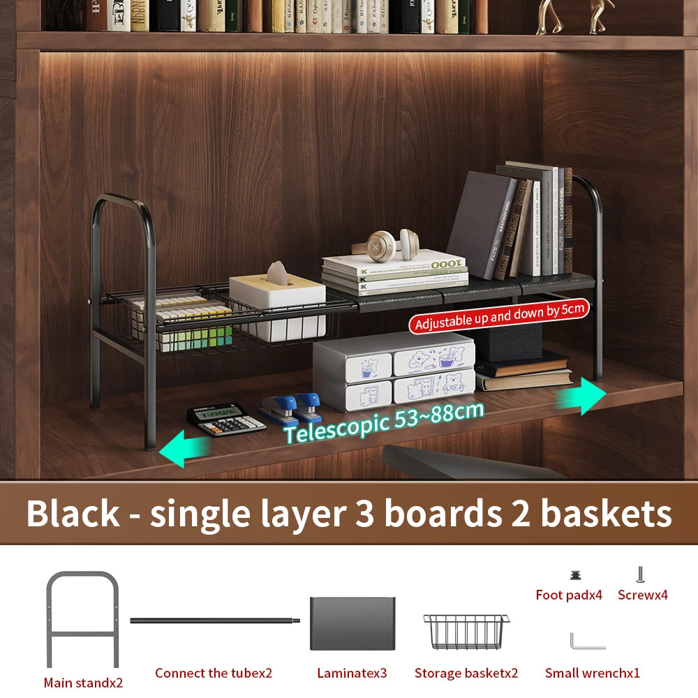 1 Set Multi Use Kitchen Under Bathroom Sink Organizers Expandable Cabinet Shelf Organizer Storage Rack With Removable Baskets
