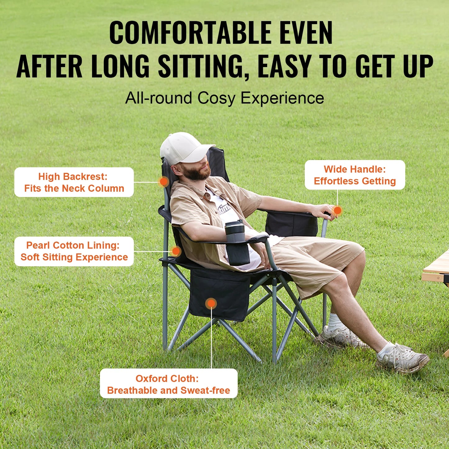 Outdoor Camping Chair 350lbs High Load Ultralight Folding Chair