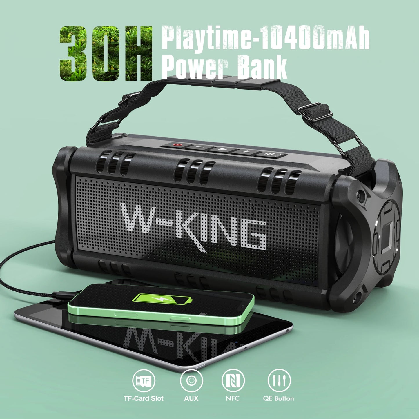 W King Bluetooth Speaker 90 Watt Peak 50 Watt RMS IPX6 Waterproof Loudspeaker