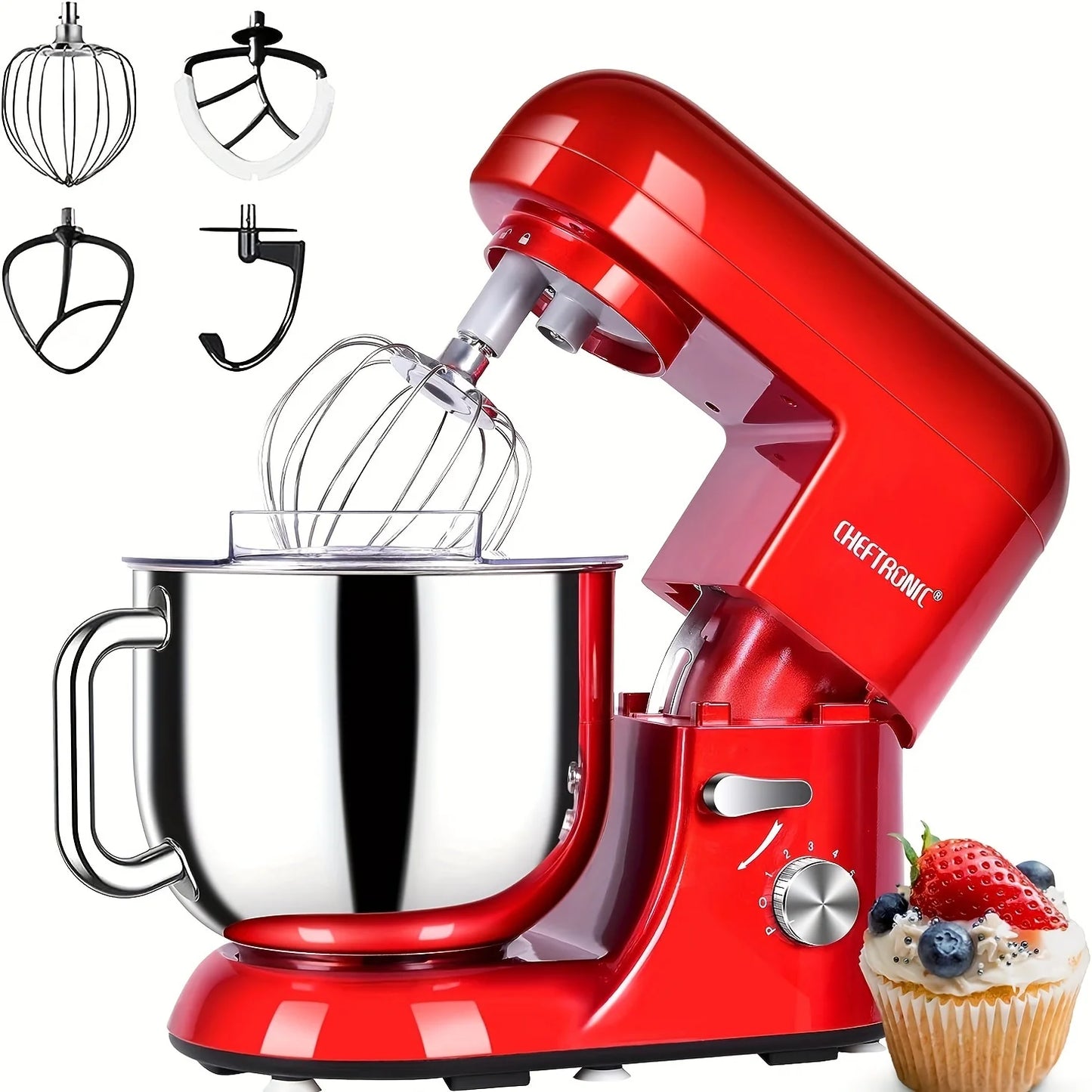 6 Speed Stand Mixer with 7 Quart Stainless Steel Mixing Bowl, Dough hook, Egg whisk