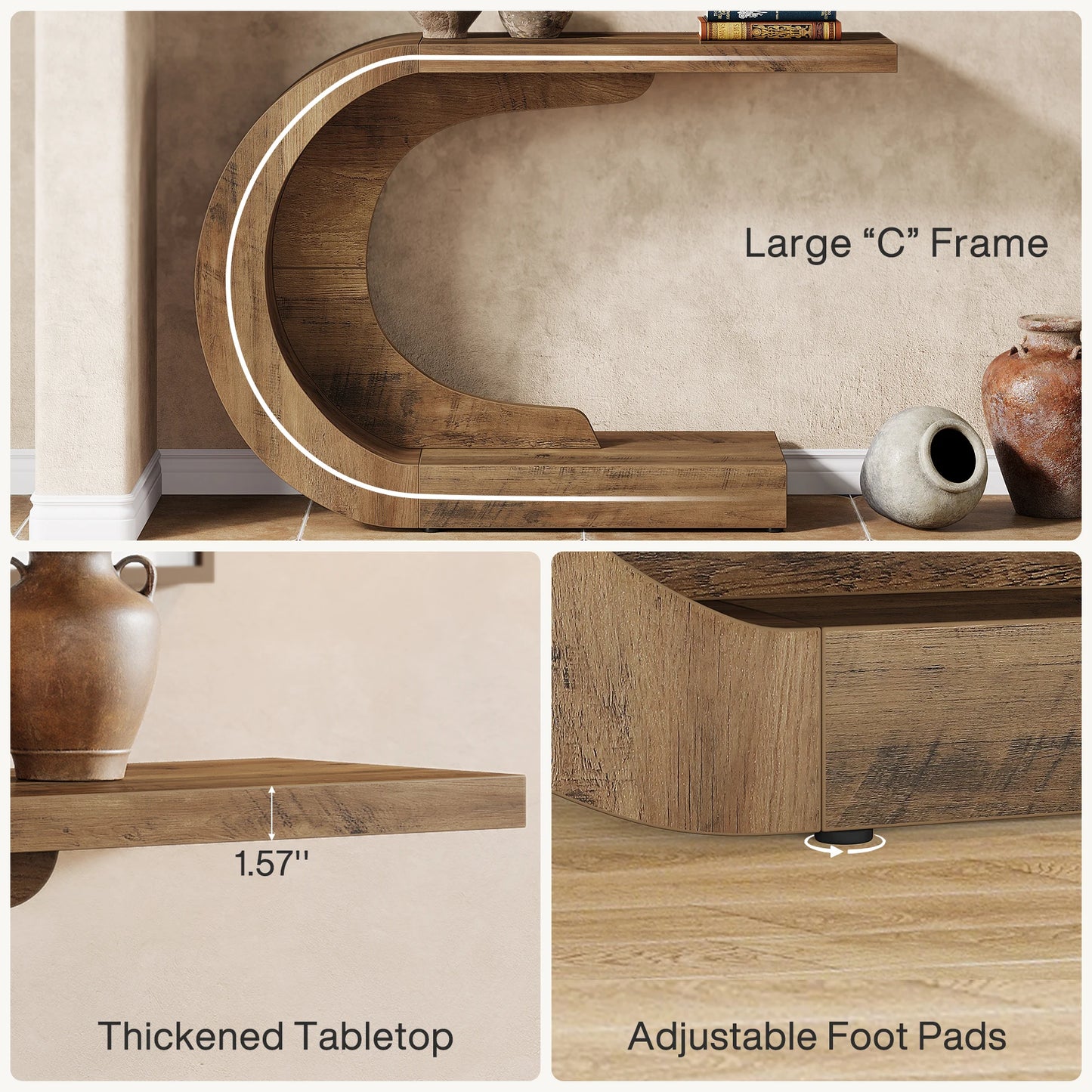 Tribesigns Antique Wood Console Table for Entryway American Country Oval Storage