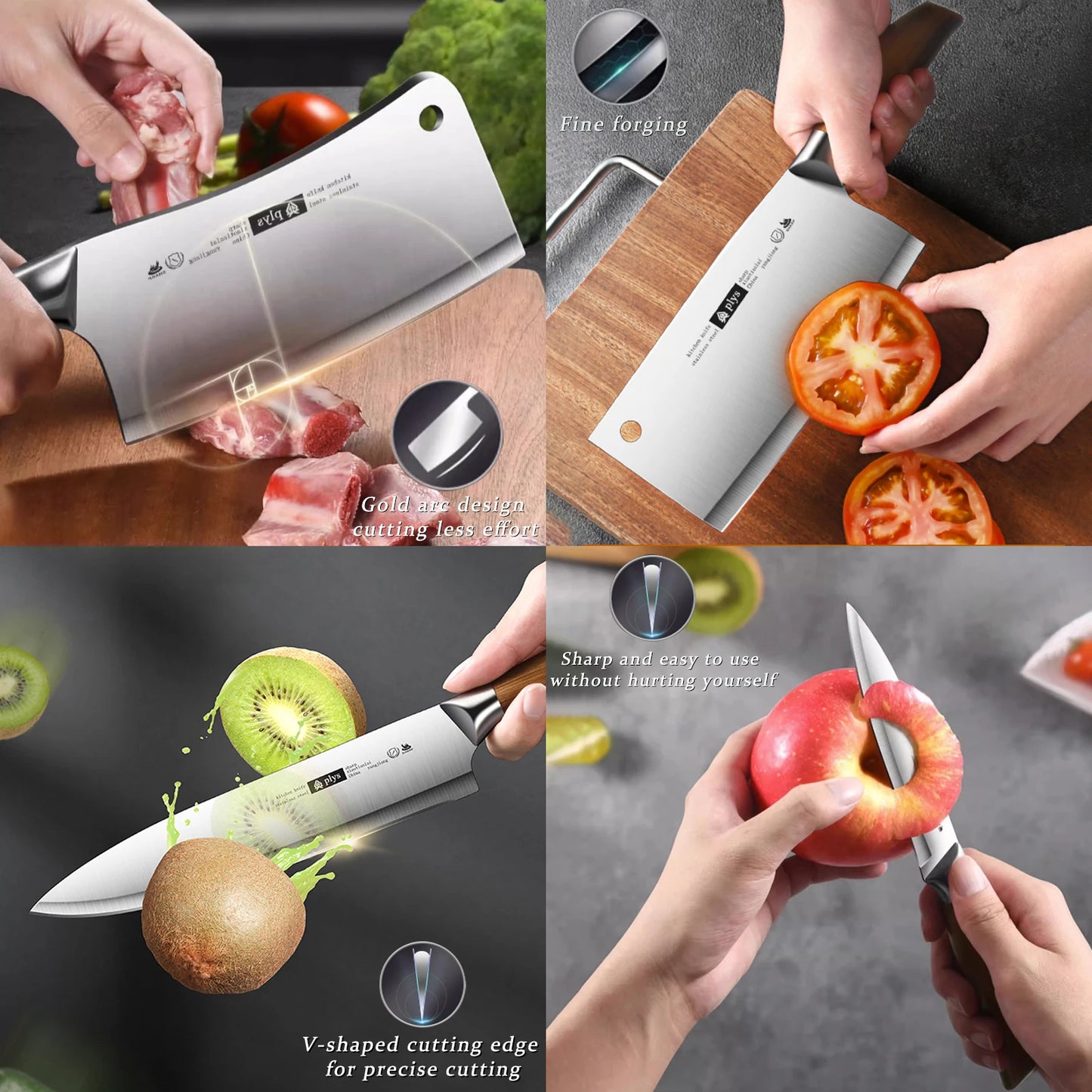 Professional Kitchen Knife 4 Piece Set Home Sharp Cleaver Multi Purpose Slicer Professional Chef Knife Fixed Blade Paring Knife
