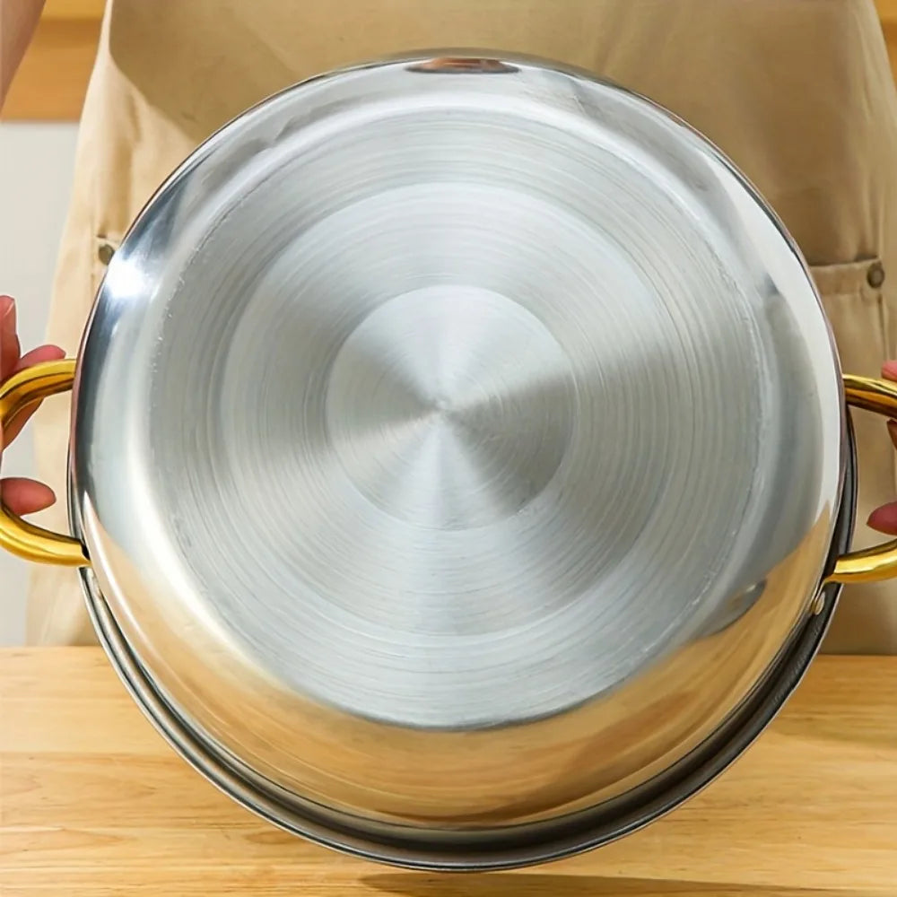 5-Piece Golden Stainless Steel Cookware Set Compatible With All Stoves With Lids