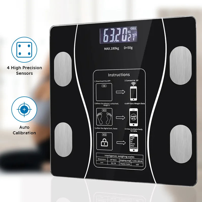 Smart Body Fat Scale Wireless LED Digital Bathroom Weight Scale Body Composition Analyzer