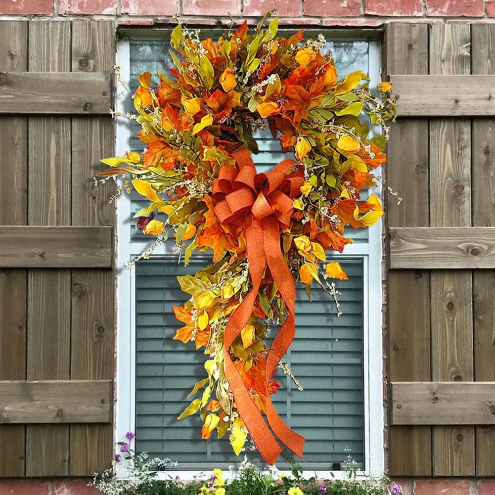 Farmhouse Autumn Maple Leaf Wreath for Home and Restaurant