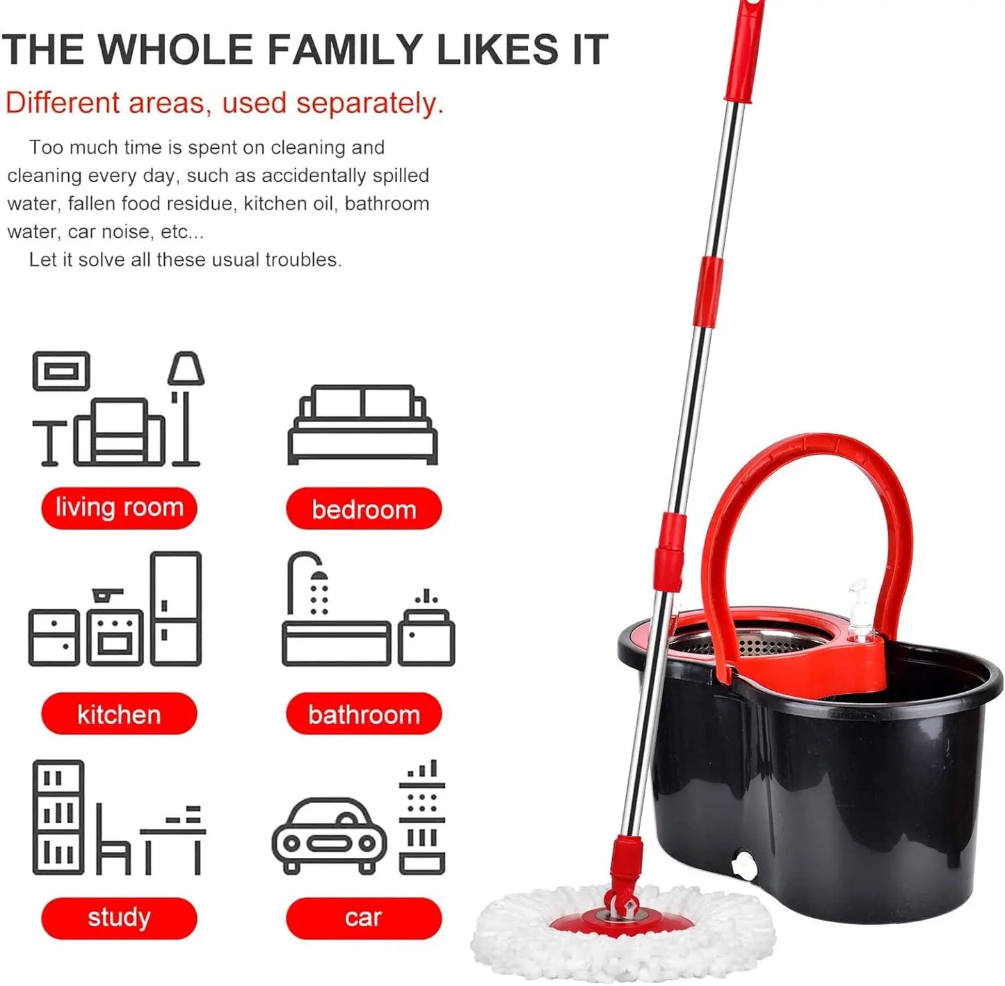360° Spin Mop Bucket Sets with Wring System for Easy Cleaning
