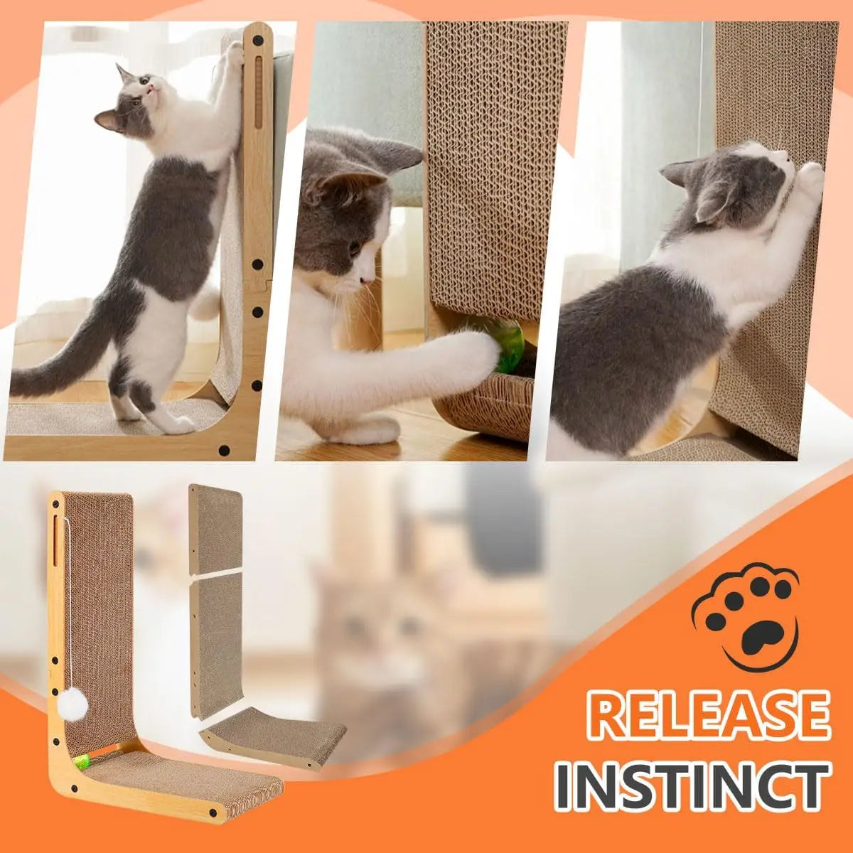 L Shape Cat Scratcher, 23.6 Inch for Indoor Cats Furniture