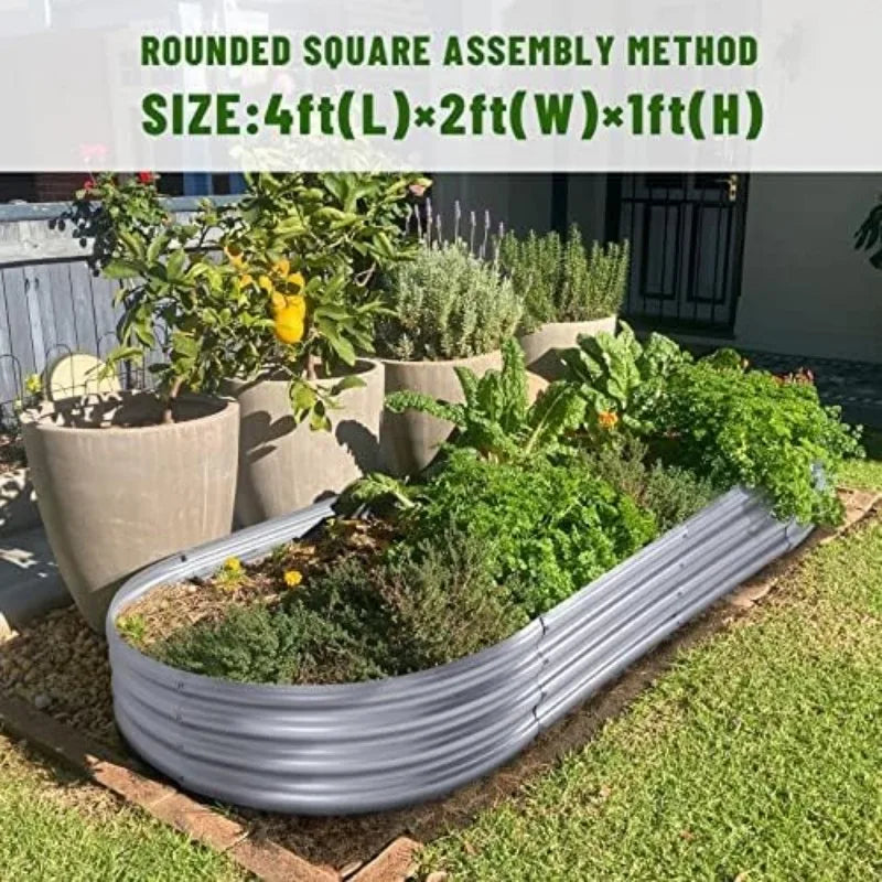 2Pcs Galvanized Raised Garden Bed Kit for Vegetables with Drainage Holes 4x2x1ft