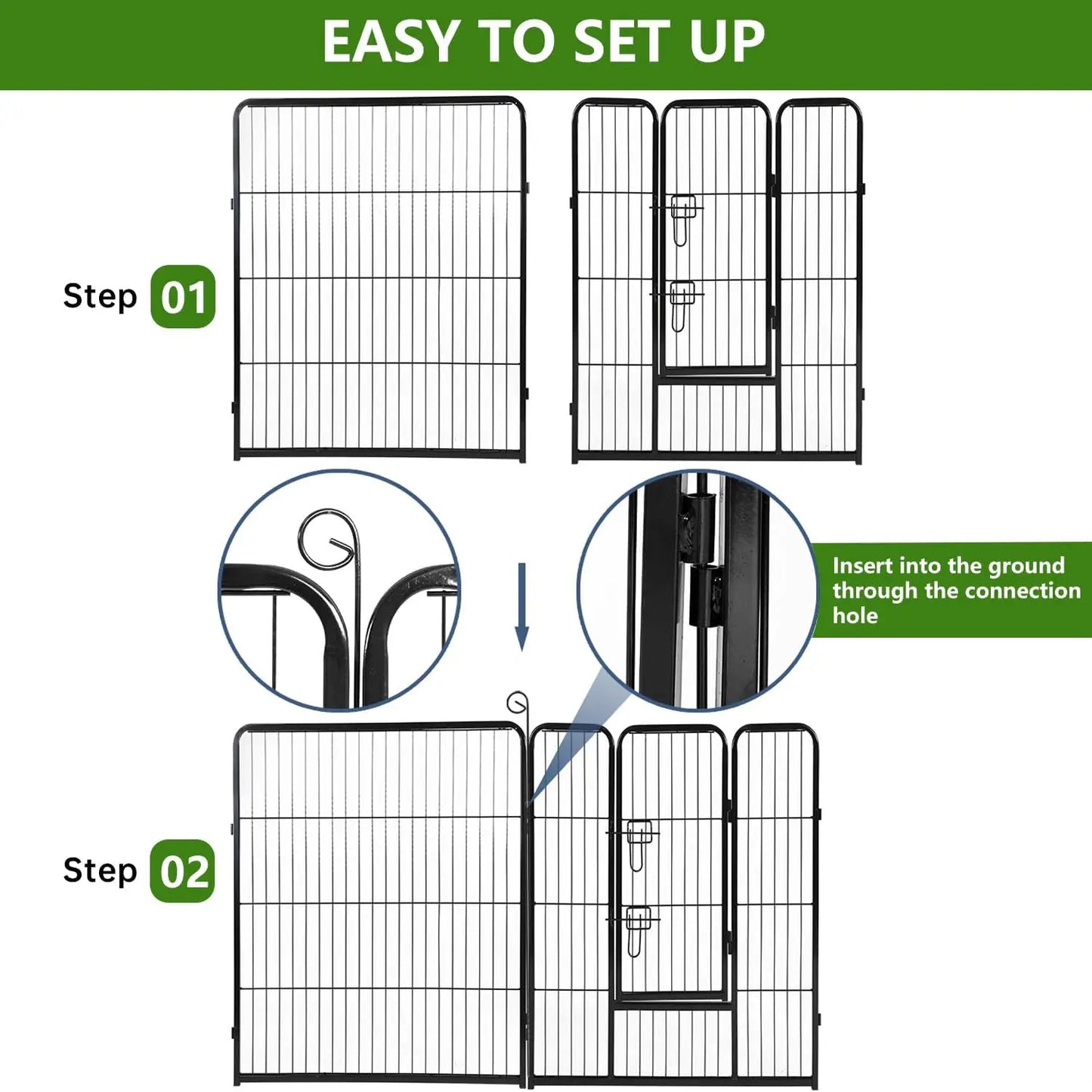 Dog Playpen 40 Inch 8 Panels Heavy Duty Metal Pet Exercise Pen