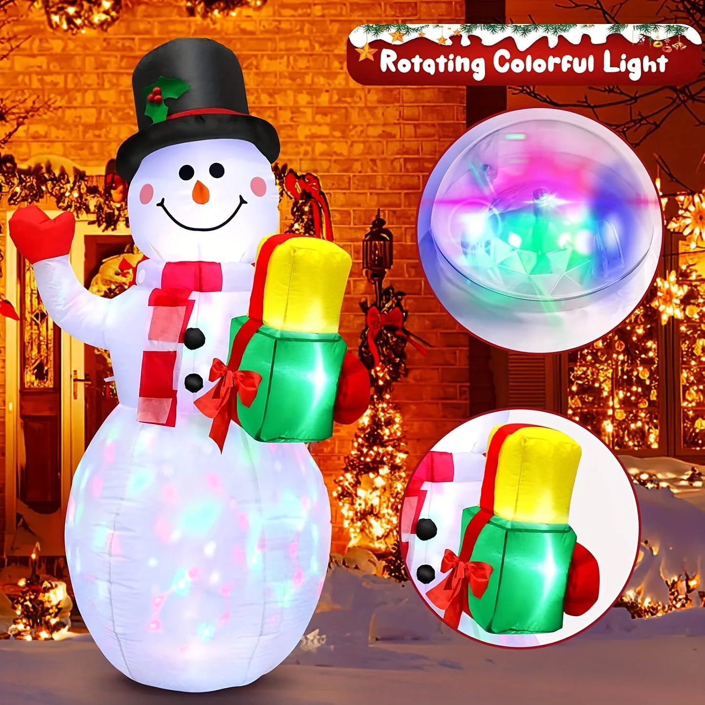 5 Ft Christmas Inflatable Snowman With Built In Led Light For Outdoor Decoration Durable Easy Setup