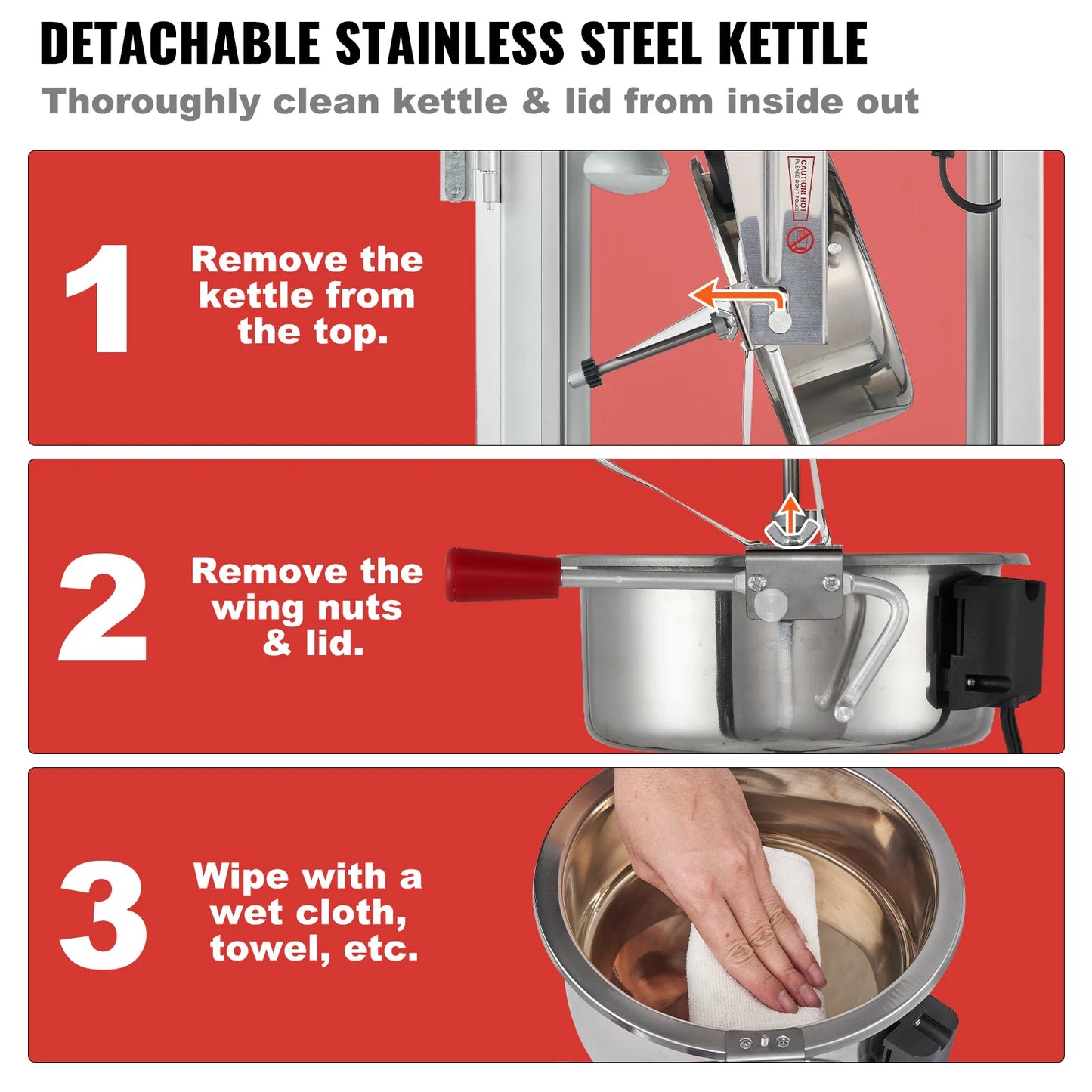 Electric Popcorn Maker 8 To 12 Oz With Scoop Spoon SUS304 Heating Tube