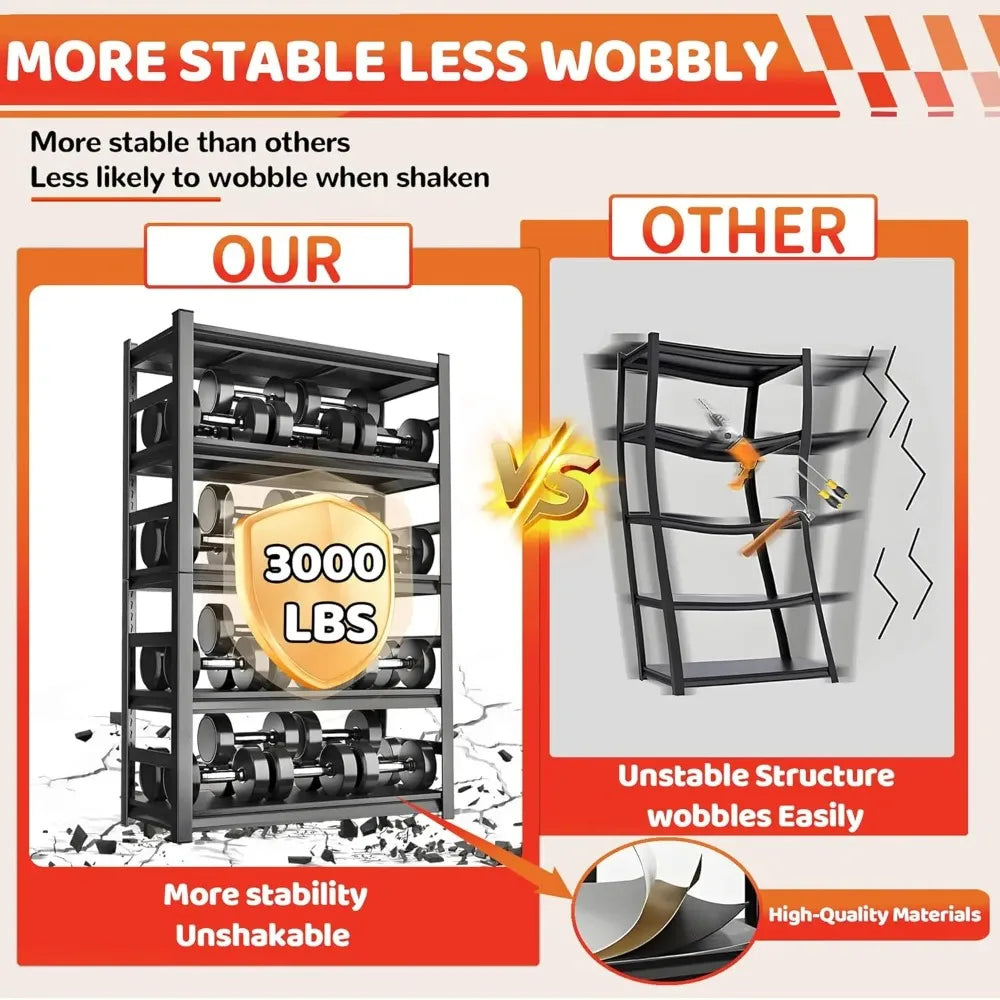 Garage Shelving Unit 5 Tier Steel Rack With Easy Assembly And Durable Finish