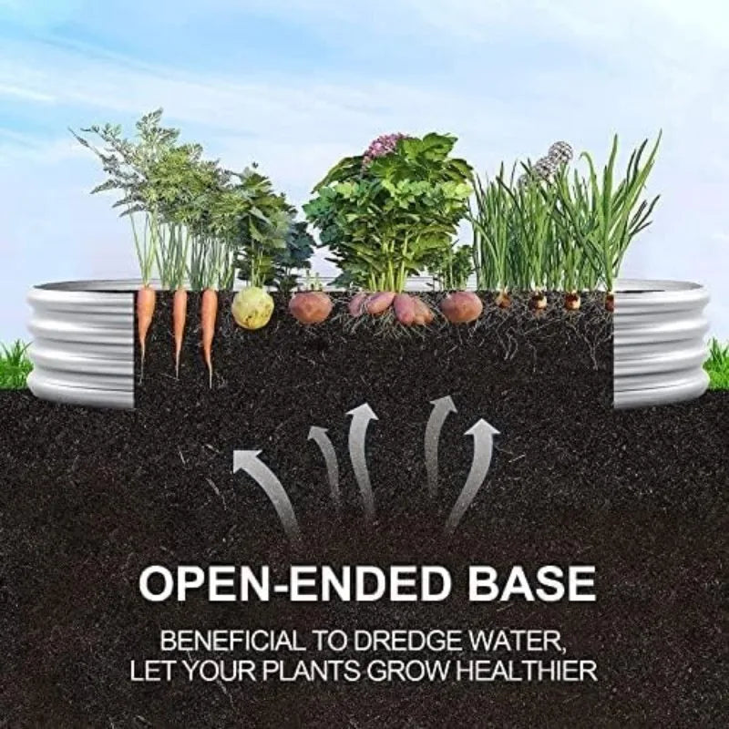 2Pcs Galvanized Raised Garden Bed Kit for Vegetables with Drainage Holes 4x2x1ft