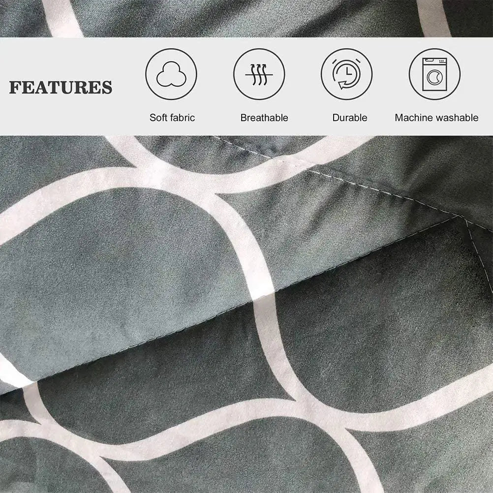 2 Pieces Gray Geometric Polyester Bedding Comforter Set