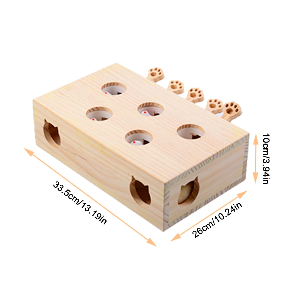 Wooden Whack A Mole Cat Toy Interactive Enrichment