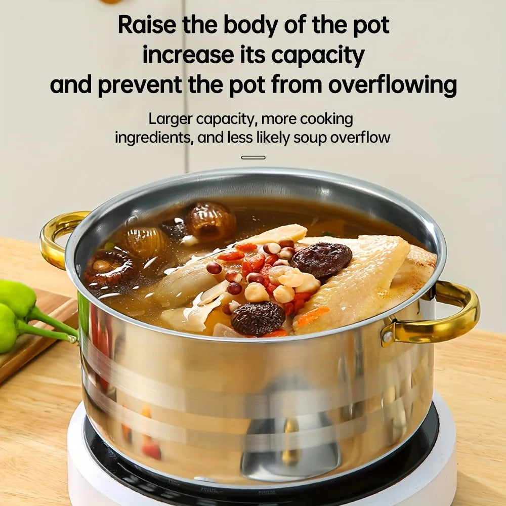 5-Piece Golden Stainless Steel Cookware Set Compatible With All Stoves With Lids