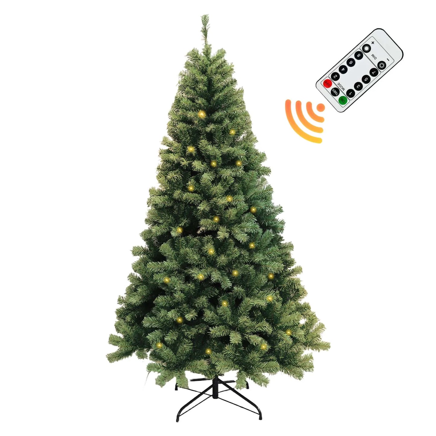 6-7ft Pre Lit Christmas Tree With LED Lights 8 Lighting Modes For Seasonal Decor