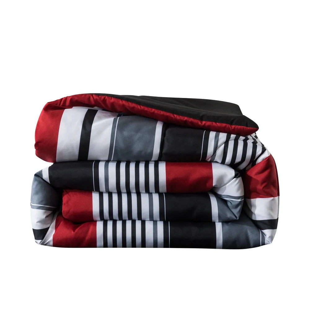 7 Piece Reversible Queen Bedding Set Comforter Sheets Pillowcases Shams Soft Polyester Machine Washable