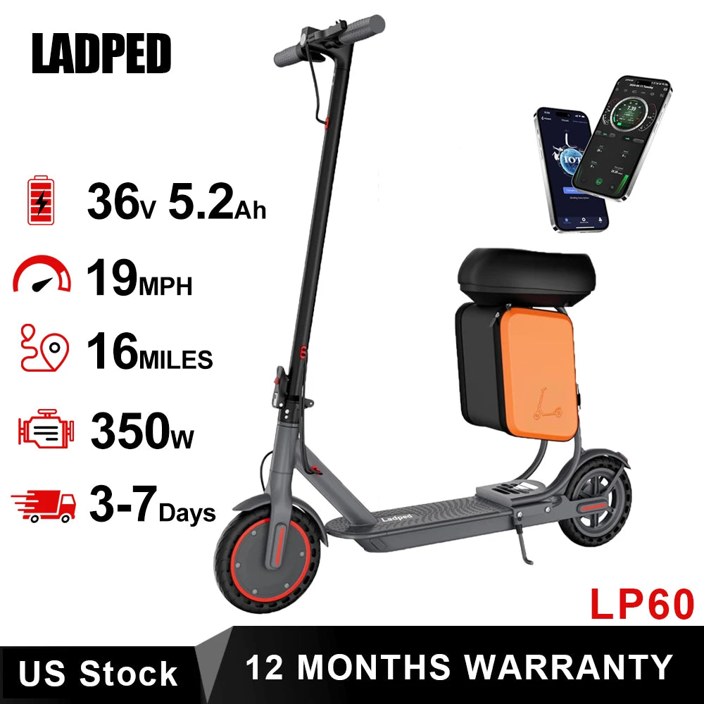 LP60 Folding Electric Scooter 350W 19mph App 8.5Inch Tire