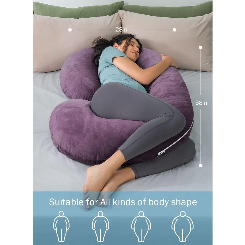 Pregnancy Pillow Maternity Body Pillow with Velvet Cover C Shaped for Sleeping