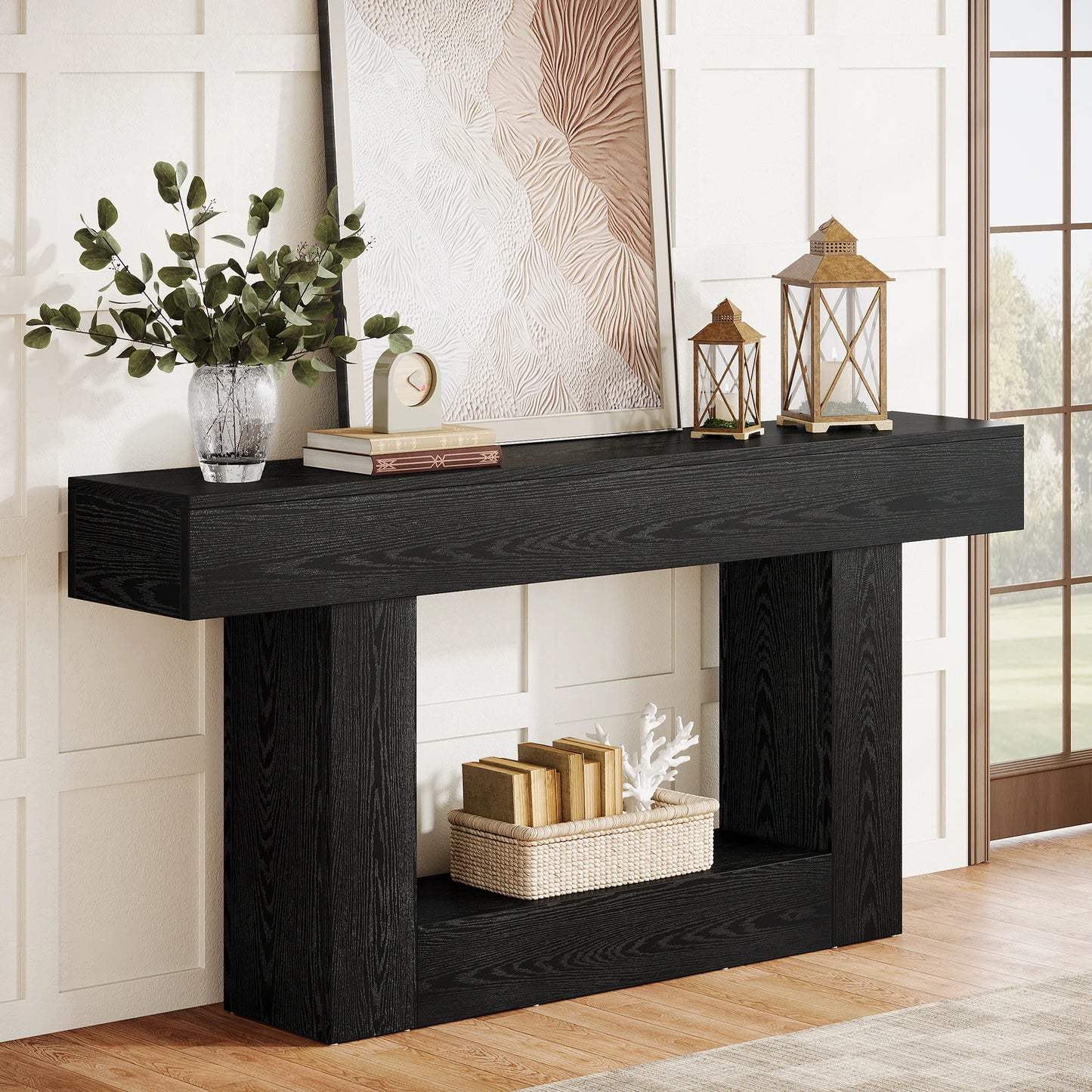 Tribesigns Two Tier Farmhouse 63 Inch Entryway Console Table With U Shaped Base