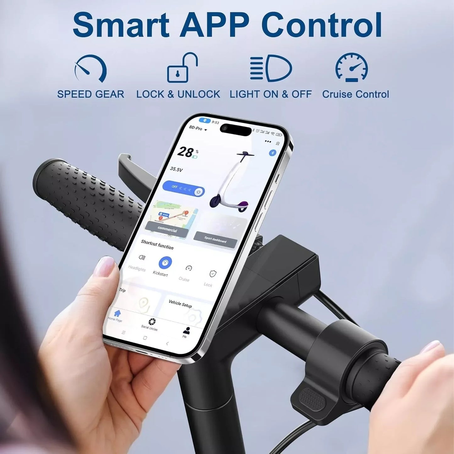 LP60 Folding Electric Scooter 350W 19mph App 8.5Inch Tire