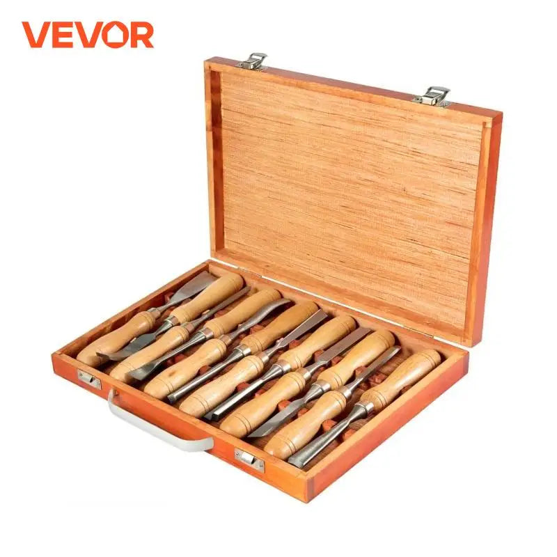 VEVOR 12Piece Wood Carving Hand Chisel Set for Woodturning and Woodworking Professional Gouges Carpentry Tools