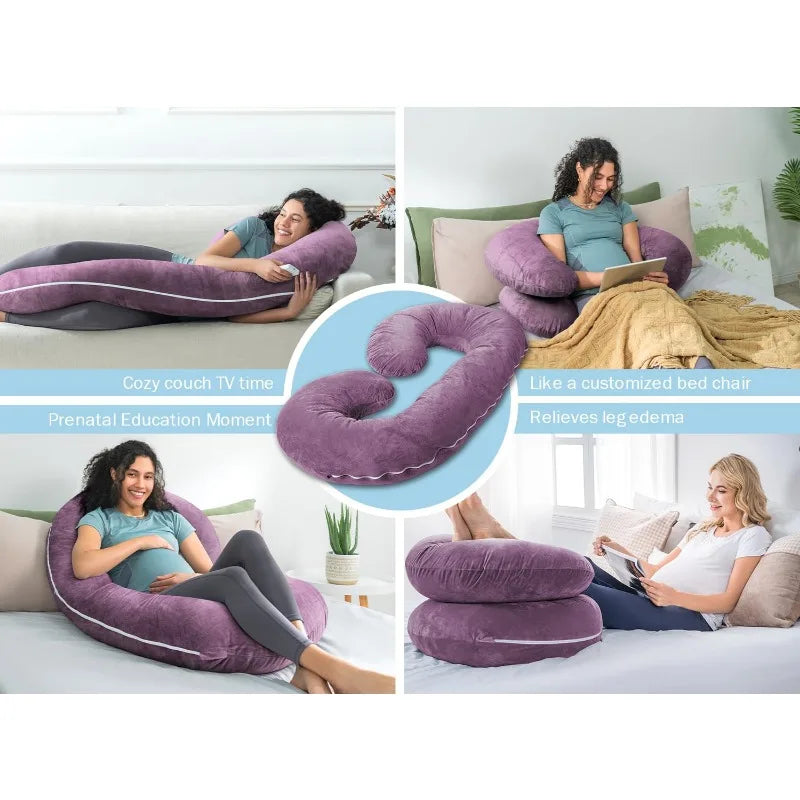Pregnancy Pillow Maternity Body Pillow with Velvet Cover C Shaped for Sleeping