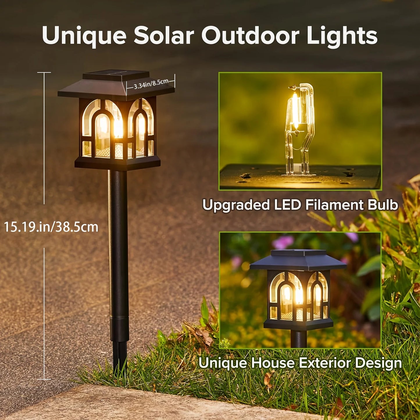 6 or 10 Pack Solar Pathway Lights Outdoor Solar Landscape Path Yard Lights Auto On Off