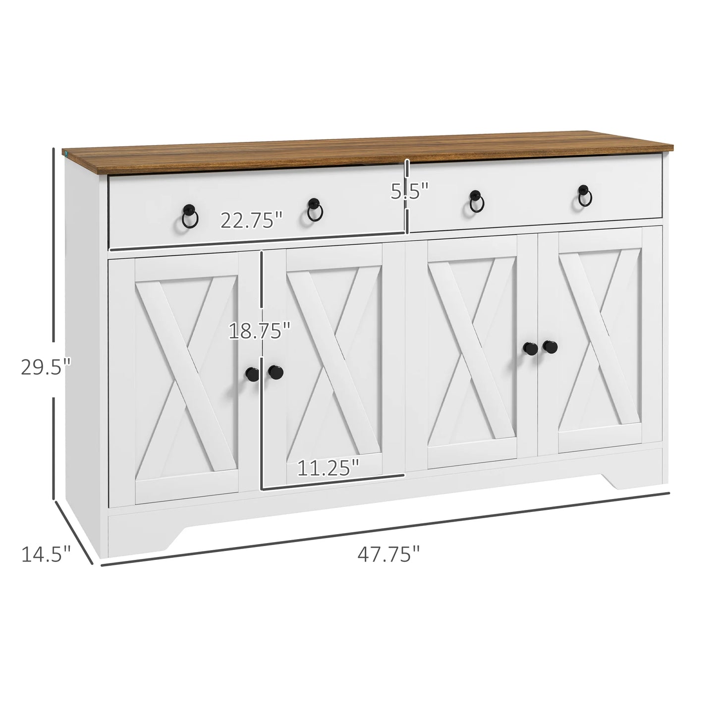 Kitchen Sideboard Buffet Cabinet With Barn Doors Adjustable Shelf Modern Design