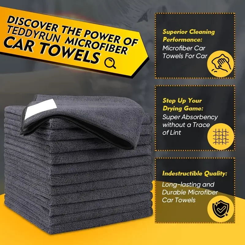 12 Pcs Thickened Microfiber Car Towels For Cleaning Drying Auto Detailing And Polishing 25x25cm Or 30x30cm