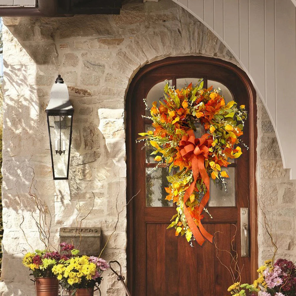 Farmhouse Autumn Maple Leaf Wreath for Home and Restaurant