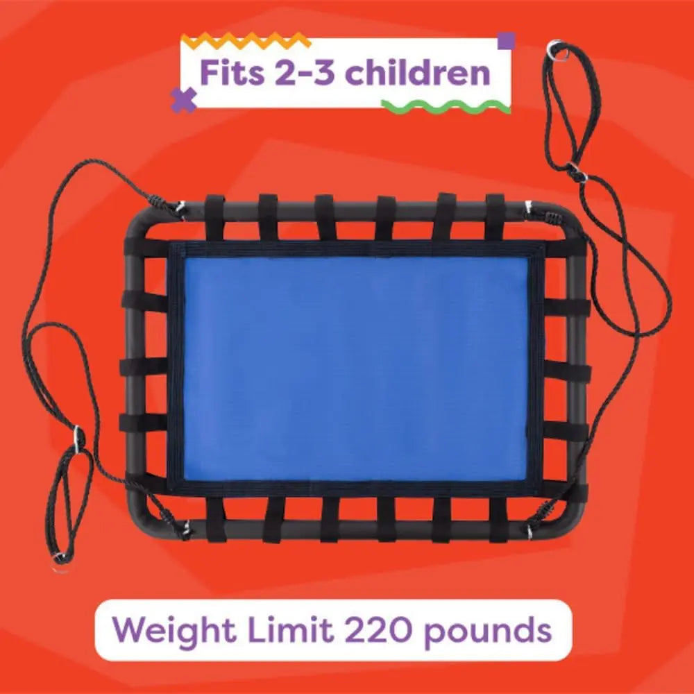 Kids Platform Swing Set With Adjustable Rope For Tree Or Playground Blue Black