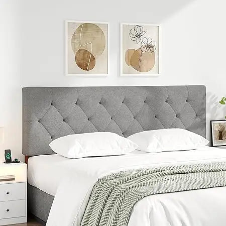 Upholstered Queen Size Headboard Only Adjustable Height Bed Frame 49 to 62 Inches Modern Design