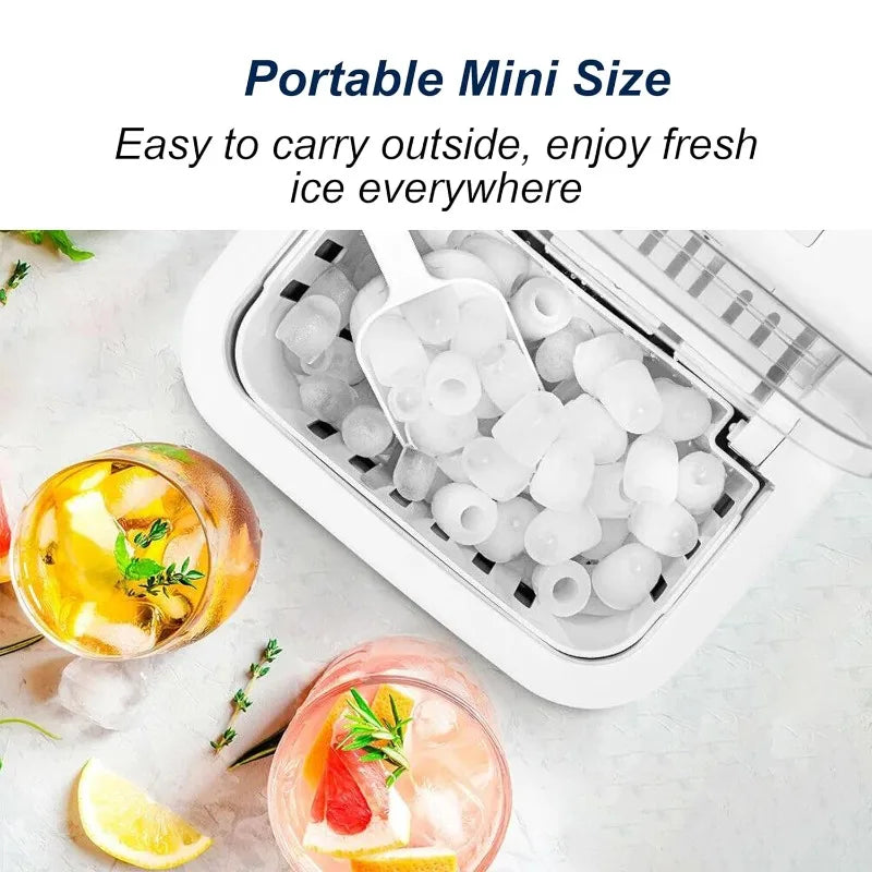 Countertop Ice Maker Portable Self Cleaning Machine Produces 9 Bullet Ice Cubes in 6 Minutes 26.5 Pounds Per Day Includes Ice Scoop and Basket