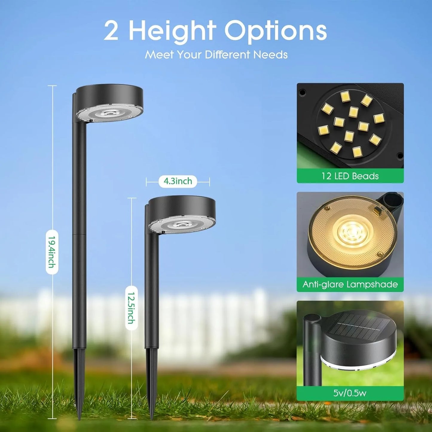8 Pack Solar Pathway Lights Outdoor, Bright 12 LED Set