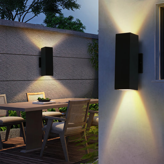 2-Pack Outdoor IP65 Waterproof Wall Sconce Black Aluminum