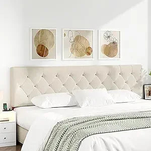 Upholstered Queen Size Headboard Only Adjustable Height Bed Frame 49 to 62 Inches Modern Design