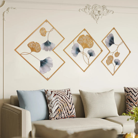 3D Wall Decoration 3 Pack Metal Leaf Wall Decoration Set