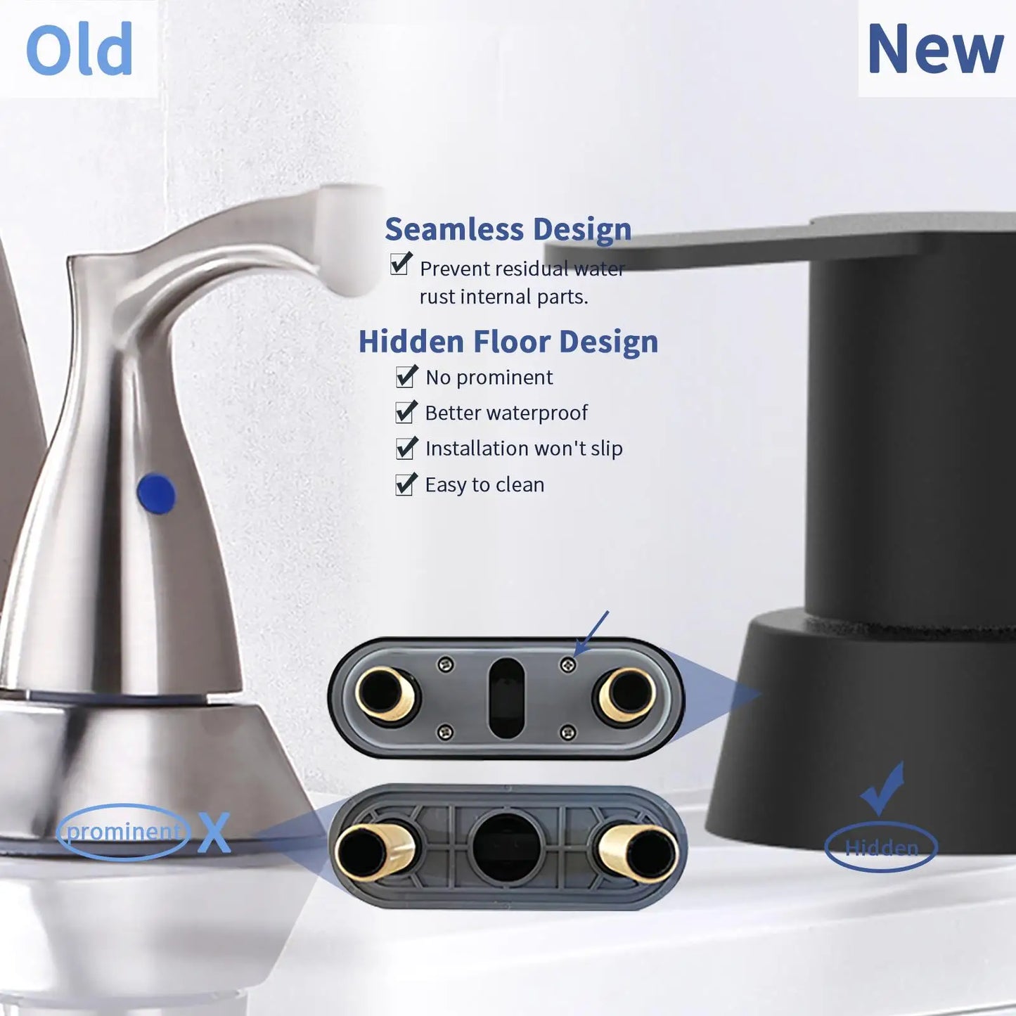 Matte 2-Handle Bathroom Faucet Brushed Nickel Centerset